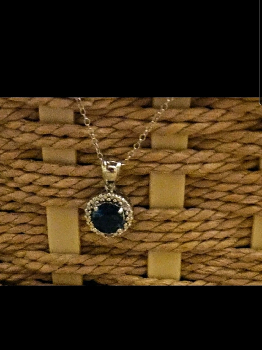 Stunning Sterling Silver Halo Pendant Necklace – Deep Blue / Sapphire